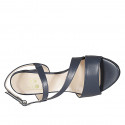 Sandale pour femmes avec elastique en cuir bleu talon 8 - Pointures disponibles:  32, 34