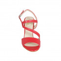 Sandalo da donna con elastico in pelle rossa tacco 8 - Misure disponibili: 32, 33, 34