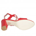 Sandale pour femmes avec elastique en cuir rouge talon 8 - Pointures disponibles:  32, 33, 34