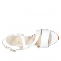 Woman's sandal with elastic band in white leather heel 8 - Available sizes:  42, 44