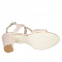 Sandalia con elastico para mujer en piel rosa tacon 8 - Tallas disponibles:  33, 34, 43, 44