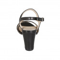 Sandale pour femmes avec elastique en cuir noir talon 8 - Pointures disponibles:  32, 33, 44, 45