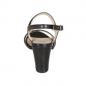 Woman's sandal with elastic band in black leather heel 8 - Available sizes:  33