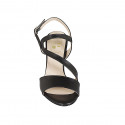 Sandalia con elastico para mujer en piel negra tacon 8 - Tallas disponibles:  33