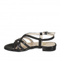 Woman's sandal in black leather heel 2 - Available sizes:  32, 33, 43