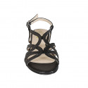 Sandale pour femmes en cuir noir talon 2 - Pointures disponibles:  32, 33, 34, 43, 44, 45