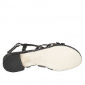 Sandale pour femmes en cuir noir talon 2 - Pointures disponibles:  32, 33, 34, 43, 44, 45