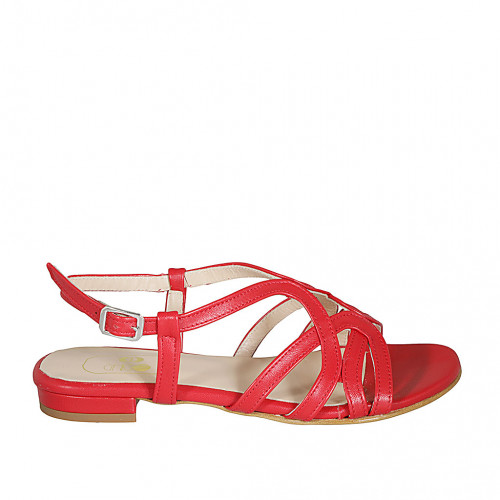 Sandale pour femmes en cuir rouge talon 2 - Pointures disponibles:  32, 33, 45