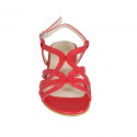 Woman's sandal in red leather heel 2 - Available sizes:  32, 33, 45