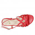 Woman's sandal in red leather heel 2 - Available sizes:  32, 33, 45