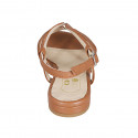 Woman's sandal in cognac brown leather with heel 2 - Available sizes:  43, 44, 45