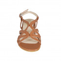 Woman's sandal in cognac brown leather with heel 2 - Available sizes:  43, 44, 45