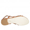 Sandalia para mujer en piel cognac con tacon 2 - Tallas disponibles:  43, 44, 45