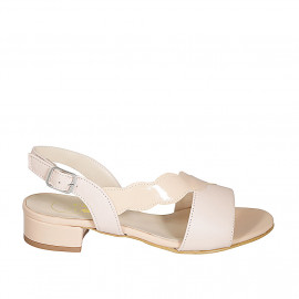 Sandale pour femmes en cuir verni et cuir rose talon 3 - Pointures disponibles:  32, 33, 43, 44