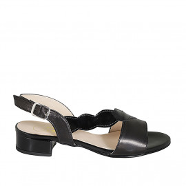 Sandale pour femmes en cuir verni et cuir noir talon 3 - Pointures disponibles:  32, 33, 34, 42, 43, 45