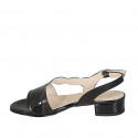 Sandale pour femmes en cuir verni et cuir noir talon 3 - Pointures disponibles:  32, 33, 34, 42, 43, 44, 45