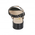 Woman's sandal in black leather and patent leather heel 3 - Available sizes:  32, 33, 34, 42, 43, 45