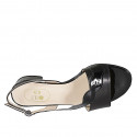 Woman's sandal in black leather and patent leather heel 3 - Available sizes:  32, 33, 34, 42, 43, 45