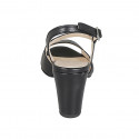 Woman's sandal in black leather heel 8 - Available sizes:  33, 34