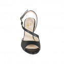 Woman's sandal in black leather heel 8 - Available sizes:  33, 34