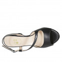 Woman's sandal in black leather heel 8 - Available sizes:  33, 34