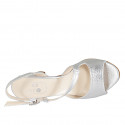 Woman's sandal in silver-colored laminated lether heel 8 - Available sizes:  33, 34