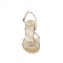 Woman's sandal in platinum-colored laminated lether heel 8 - Available sizes:  32