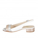 Sandale pour femmes en cuir blanc et lamé cuivré et argent talon 3 - Pointures disponibles:  32, 33, 42, 44, 45
