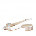 Woman's sandal in white and copper and silver laminated leather heel 3 - Available sizes:  45