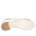 Woman's sandal in white and copper and silver laminated leather heel 3 - Available sizes:  45