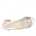 Woman's sandal in white and copper and silver laminated leather heel 3 - Available sizes:  45