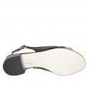 Woman's sandal in black and gray and silver laminated leather heel 3 - Available sizes:  33, 34, 42, 44, 45