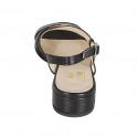 Sandale pour femmes en cuir noir et lamé gris talon 3 - Pointures disponibles:  32, 33, 34, 42, 43, 44, 45