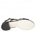 Sandalia para mujer en piel negra y laminada gris tacon 3 - Tallas disponibles:  32, 33, 42, 44, 45