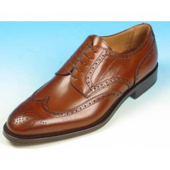 Men's laced derby shoe with Brogue decorations in brown leather - Available sizes:  52