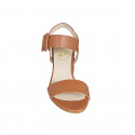Sandale pour femmes avec boucle en cuir cognac talon 5 - Pointures disponibles:  33, 34