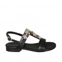 Sandale pour femmes avec strass multicouleur en cuir noir talon 2 - Pointures disponibles:  32, 33, 34, 44