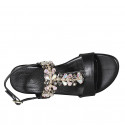 Sandale pour femmes avec strass multicouleur en cuir noir talon 2 - Pointures disponibles:  32, 33, 34, 44