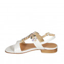 Sandale pour femmes avec strass multicolor en cuir blanc lamé talon 2 - Pointures disponibles:  33, 45