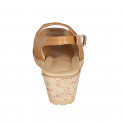 Sandale pour femmes en cuir cognac talon compensé 5 - Pointures disponibles:  42, 44