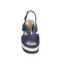 Sandalo da donna in camoscio blu con borchie, plateau e zeppa rivestita 7 - Misure disponibili: 43, 44