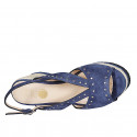 Sandalo da donna in camoscio blu con borchie, plateau e zeppa rivestita 7 - Misure disponibili: 43, 44