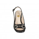 Woman's sandal with golden accessory in black leather heel 8 - Available sizes:  32, 33, 34, 42, 44