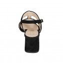 Woman's sandal with double two-toned straps in black and grey suede with heel 6 - Available sizes:  32, 33, 34, 42, 43, 44