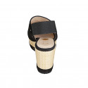 Woman's sandal in black suede with studs, elastic band and wedge heel 7 - Available sizes:  42, 43, 45