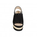 Woman's sandal in black suede with studs, elastic band and wedge heel 7 - Available sizes:  42, 43, 45