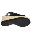 Woman's sandal in black suede with studs, elastic band and wedge heel 7 - Available sizes:  42, 43, 45