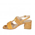 Sandalia para mujer con dobles tiras bicolor en gamuza color cognac, amarillo y anaranjado 6 - Tallas disponibles:  32, 33, 34, 43, 44, 45, 46