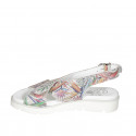 Woman's sandal in silver laminated and mosaic printed leather wedge heel 3 - Available sizes:  33, 42, 44