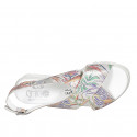 Woman's sandal in silver laminated and mosaic printed leather wedge heel 3 - Available sizes:  33, 42, 44